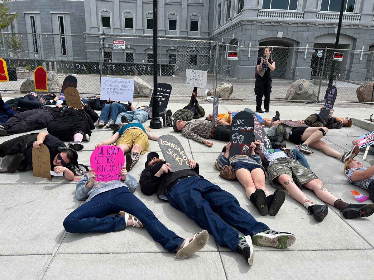 Die-in protest at the Nevada State Senate building