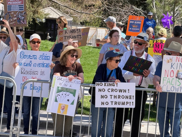 No Kings 3.0 group with protest signs